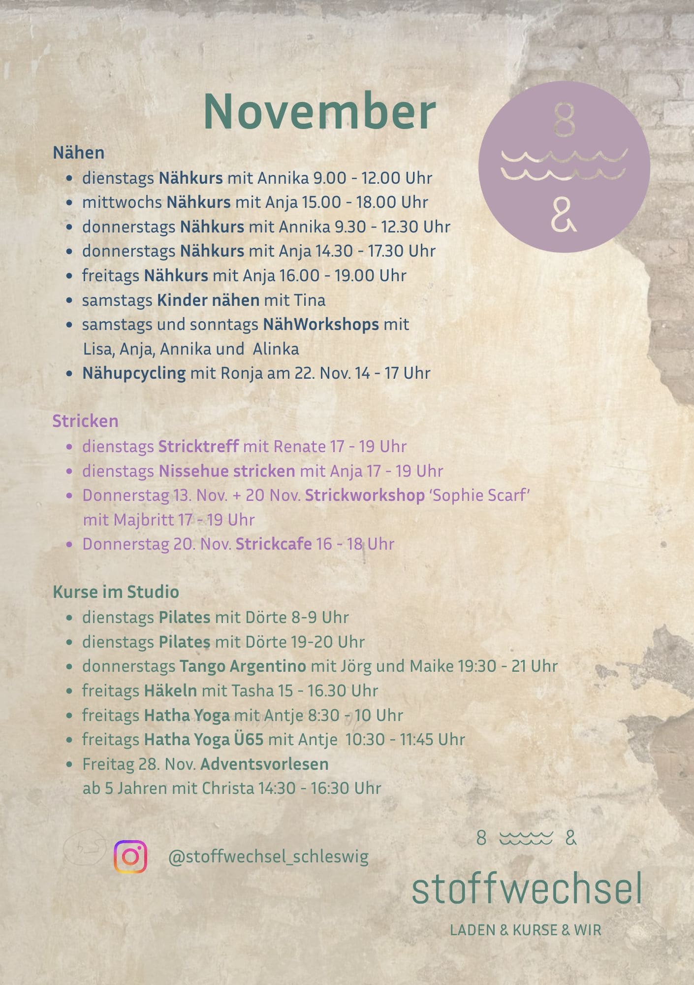 Stoffwechsel Meterweise | November bei Stoffwechsel alle TErmine