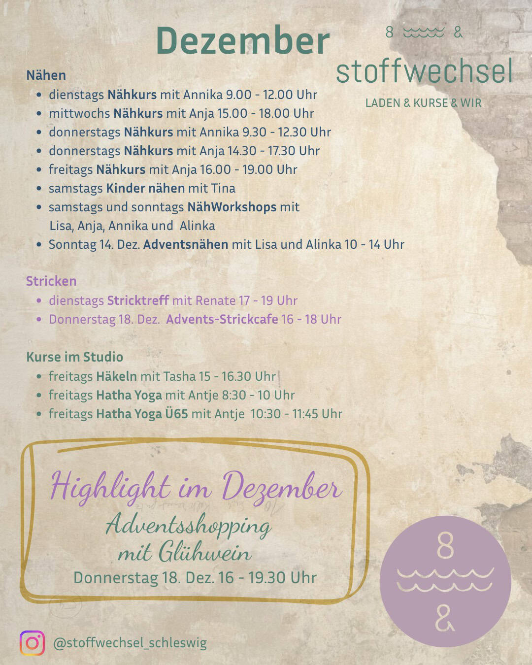 Stoffwechsel Meterweise | Termine Dezember 1